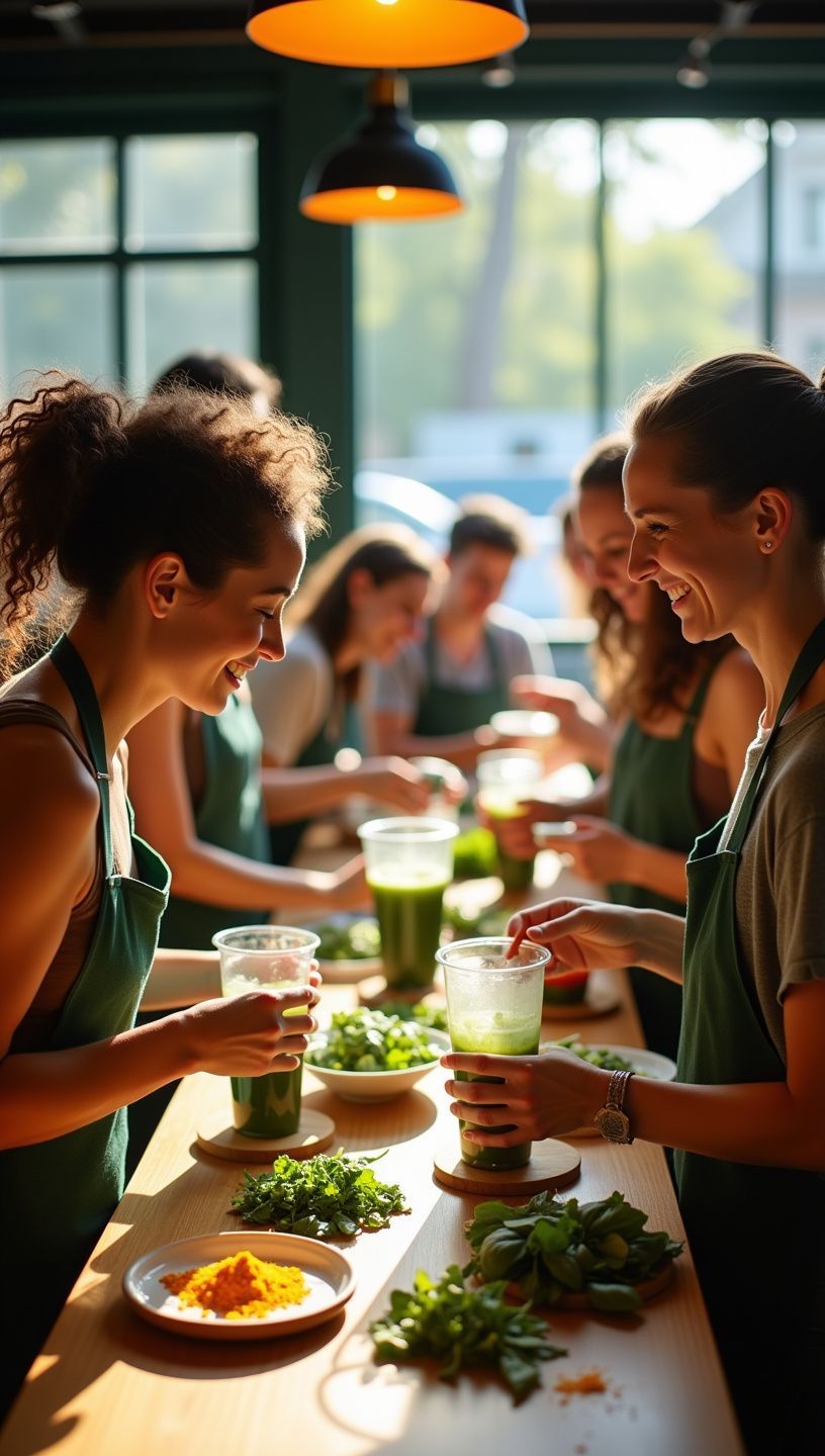 Δροσερός πράσινος χυμός σε καλοκαιρινό περιβάλλον με ηλιοφάνεια